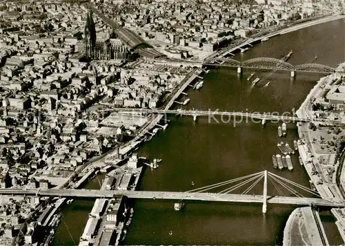 AK / Ansichtskarte 73801211 Koeln__Rhein Severinbruecke Deutzer Bruecke Hohenzollernbruecke und Dom  