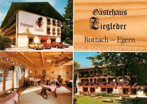 AK / Ansichtskarte 73801335 Rottach-Egern Gaestehaus Ziegleder Gastraum Liegewiese Rottach-Egern