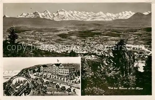 AK / Ansichtskarte Bienne_Biel Panorama Vue sur Bienne et les Alpes Hotel Bellevue Marcolin 