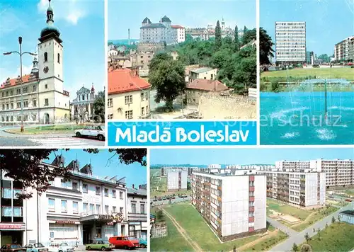 AK / Ansichtskarte 73802862 Mlada_Boleslav_Jungbunzlau_CZ Radnice Pohled na mesto Nova vystavba Hotel Venec Nova vystavba 