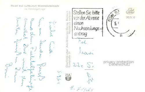 AK / Ansichtskarte 73803215 Fleckl_Oberwarmensteinach Panorama  