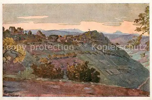 AK / Ansichtskarte 73803504 Stauf_Pfalz Dorf und Burg Kuenstlerkarte Stauf Pfalz