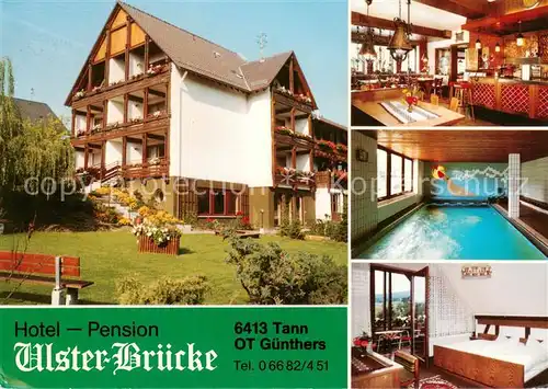 AK / Ansichtskarte 73803647 Tann_Rhoen Hotel Pension Alster Bruecke Gastraum Hallenbad Zimmer Tann_Rhoen