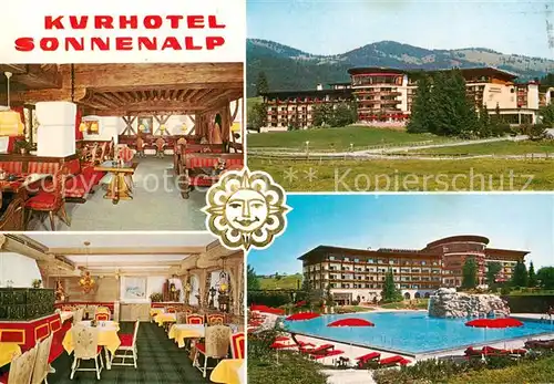 AK / Ansichtskarte 73803675 Sonthofen__Oberallgaeu Kurhotel Sonnenalp Gastraeume Schwimmbad 