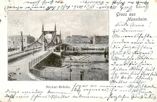 AK / Ansichtskarte 73803811 Mannheim Neckar Bruecke Mannheim