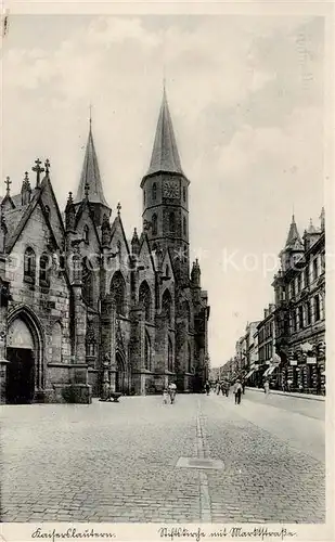 AK / Ansichtskarte 73803836 Kaiserslautern Stiftskirche mit Marktstrasse Kaiserslautern