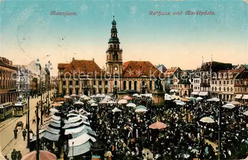 AK / Ansichtskarte 73803848 Mannheim Rathaus und Marktplatz Mannheim