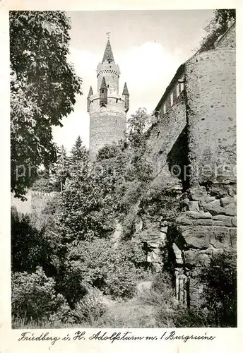 AK / Ansichtskarte 73804447 Friedberg__Hessen Adolfsturm mit Burgruine 