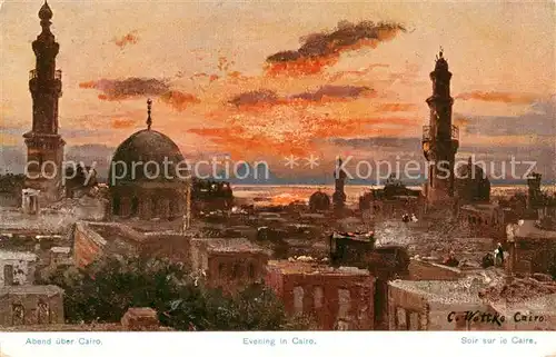 AK / Ansichtskarte 73804505 Cairo_Egypt Evening in the city Abendstimmung C. Wuttke Kuenstlerkarte Serie 795 aegypten No. 31 Cairo Egypt