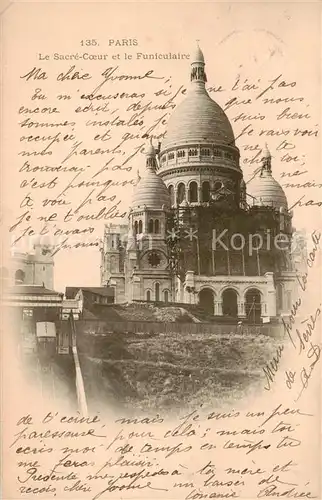 AK / Ansichtskarte Paris_75 Le Sacre Coeur et le Funiculaire 