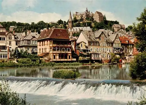 AK / Ansichtskarte 73804999 Marburg_Lahn Lahnwehr Blick zur Altstadt mit Schloss Marburg_Lahn