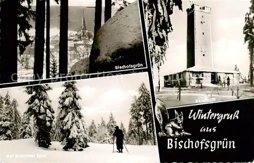 AK / Ansichtskarte 73805280 Bischofsgruen Teilansicht Asenturm Auf einsamer Spur Bischofsgruen