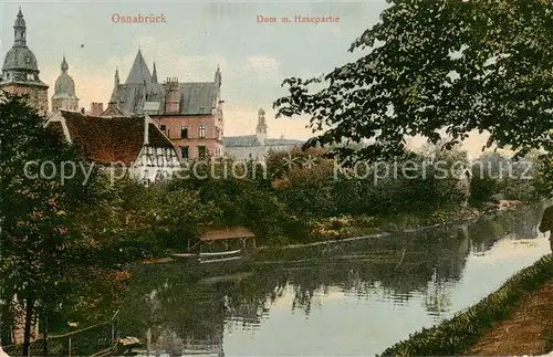 AK / Ansichtskarte 73805378 Osnabrueck Dom mit Hasepartie Osnabrueck