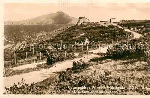 AK / Ansichtskarte 73805742 Riesengebirge_Schlesischer_Teil Prinz Heinrich Baude mit Schneekoppe 