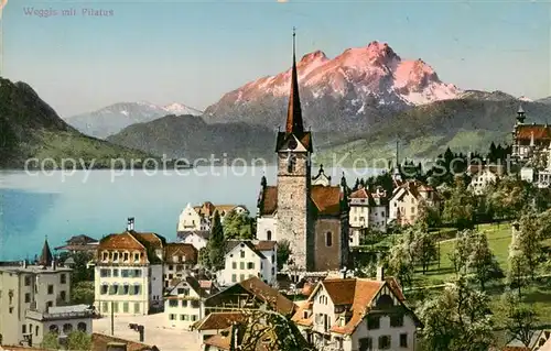 AK / Ansichtskarte Weggis_Vierwaldstaettersee mit Pilatus Panorama Weggis_Vierwaldstaettersee