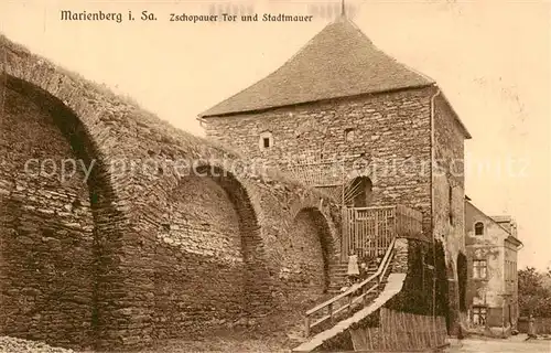 AK / Ansichtskarte 73806617 Marienberg_Erzgebirge Zschopauer Tor und Stadtmauer Marienberg Erzgebirge