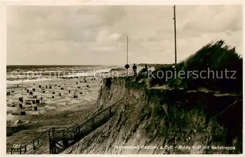 AK / Ansichtskarte 73807231 Kampen__Sylt Rotes Kliff mit Badetreppe 