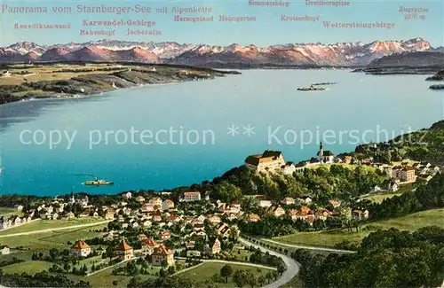 AK / Ansichtskarte 73807309 Starnberg_Starnbergersee Panoramakarte 