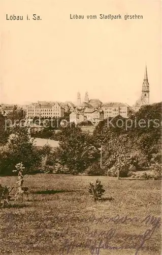 AK / Ansichtskarte 73807334 Loebau_Sachsen Blick vom Stadtpark Feldpost Loebau Sachsen