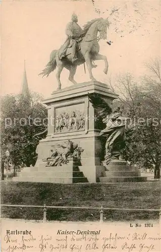 AK / Ansichtskarte 73807711 Karlsruhe_Baden Kaiser Denkmal Karlsruhe_Baden