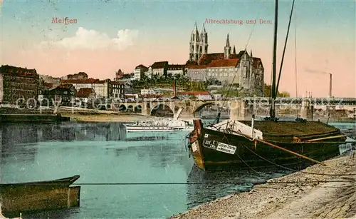 AK / Ansichtskarte 73807885 Meissen_Elbe_Sachsen Albrechtsburg und Dom Dampfer Meissen_Elbe_Sachsen