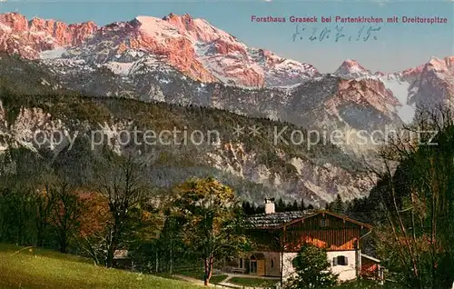 AK / Ansichtskarte 73808525 Partenkirchen Forsthaus Graseck mit Dreitorspitze Partenkirchen