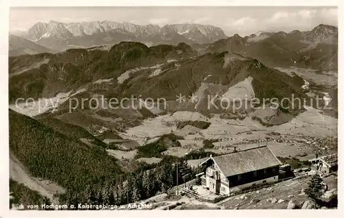 AK / Ansichtskarte 73808561 Hochgernhaus_1560m_Marquartstein Panorama mit Kaisergebirge und Achental 