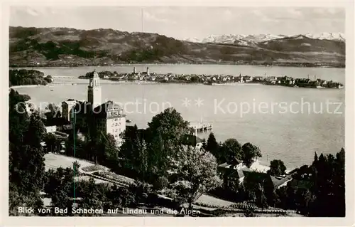 AK / Ansichtskarte 73808693 Bad_Schachen_Lindau Panorama mit Alpen Bad_Schachen_Lindau