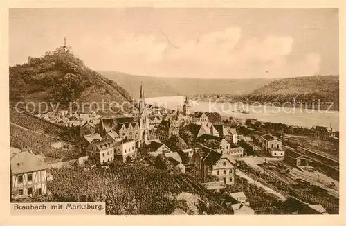 AK / Ansichtskarte 73809034 Braubach_Rhein Panorama mit Marksburg Braubach Rhein