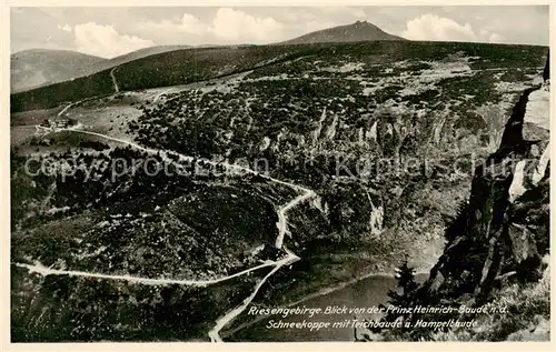 AK / Ansichtskarte 73809048 Krummhuebel_Karpacz_Riesengebirge_PL Blick von der Prinz Heinrich Baude nach der Schneekoppe Teichbaude Hampelbaude 