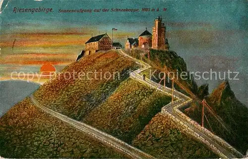 AK / Ansichtskarte 73809134 Riesengebirge_Schlesischer_Teil Schneekoppe Sonnenaufgang 