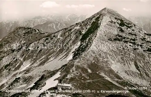 AK / Ansichtskarte 73809657 Krottenkopfhaus_1955m_Eschenlohe mit Krottenkopfgipfel und Karwendelgebirge 