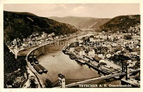 AK / Ansichtskarte 73809785 Tetschen-Bodenbach_Boehmen_Decin_CZ Stadtpanorama mit Blick ueber die Elbe 