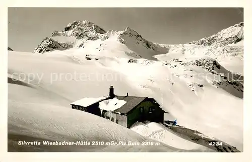 AK / Ansichtskarte 73810066 Wiesbadnerhuette_Wiesbadener_Huette_Montafon_AT mit Piz Buin 