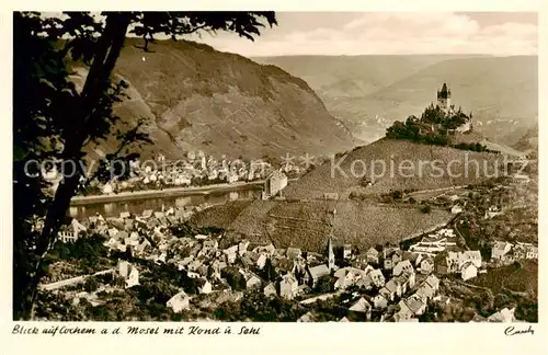 AK / Ansichtskarte 73810485 Cochem_Kochem_Mosel Panorama mit Burg Kond und Sehl 