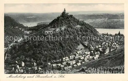 AK / Ansichtskarte 73810752 Braubach_Rhein Die Marksburg Panorama Braubach Rhein