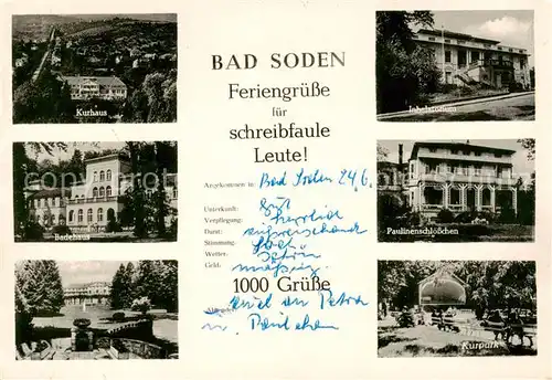 AK / Ansichtskarte 73811082 Bad_Soden__Taunus Kurhaus Badehaus Inhalatorium Paulinenschloesschen Kurpark 