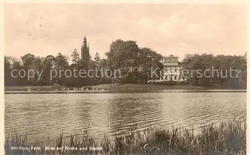 AK / Ansichtskarte 73811249 Woerlitz Woerlitzer Park mit Kirche und Schloss Woerlitz