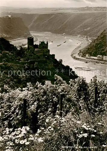 AK / Ansichtskarte 73811316 St_Goarshausen_Rhein Burg Katz mit der Loreley 