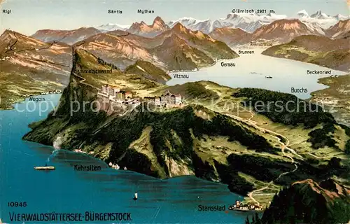 AK / Ansichtskarte Buergenstock_Vierwaldstaettersee Panoramakarte Buergenstock