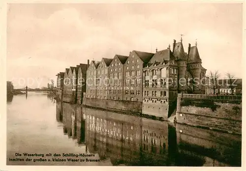 AK / Ansichtskarte 73811638 Bremen Weserburg mit den Schilling-Haeusern an der Weser Bremen