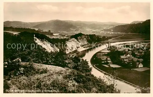 AK / Ansichtskarte 73812092 Steinmuehle_Pegestorf_Wesertal Blick ins Wesertal mit Stein oder Teufelsmuehle an der Weser 