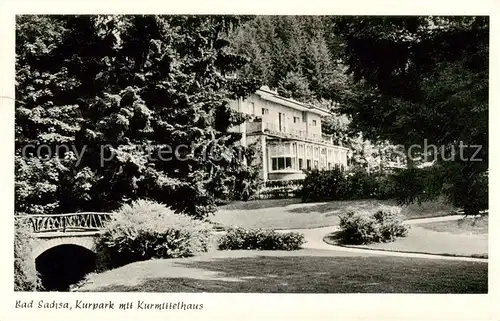 AK / Ansichtskarte 73812296 Bad_Sachsa_Harz Kurpark mit Kurmittelhaus Bad_Sachsa_Harz