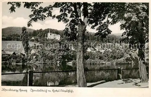 AK / Ansichtskarte 73812490 Ilsenburg_Harz Gondelteich mit Hotel Waldhof Ilsenburg Harz