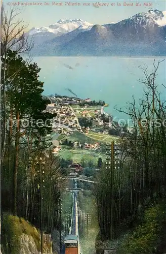 AK / Ansichtskarte Vevey_VD Funiculare du Mont Pelerin et la Dent du Midi Vevey_VD