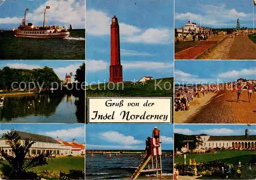 AK / Ansichtskarte 73812642 Norderney_Nordseebad Faehrschiff Leuchtturm Promenade Schwimmbad  Norderney_Nordseebad