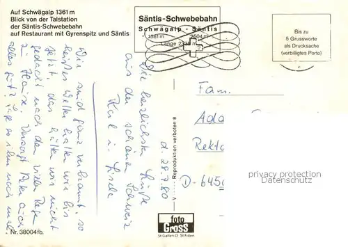 AK / Ansichtskarte 73812731 Seilbahn_Cable-Car_Telepherique Schwaegalp Saentis Schwebebahn 