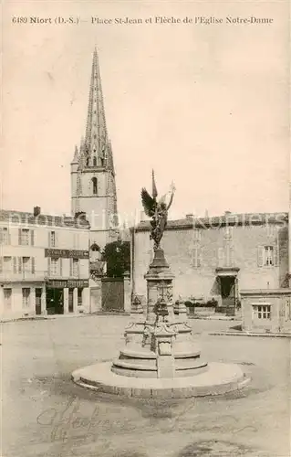 AK / Ansichtskarte Niort_79 Place St Jean et Fleche de lEglise Notre Dame 