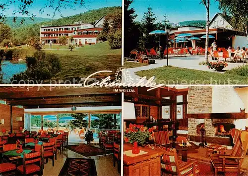 AK / Ansichtskarte 73812824 Neuweilnau Hotel Erbismuehle Gastraeume Terrasse Neuweilnau