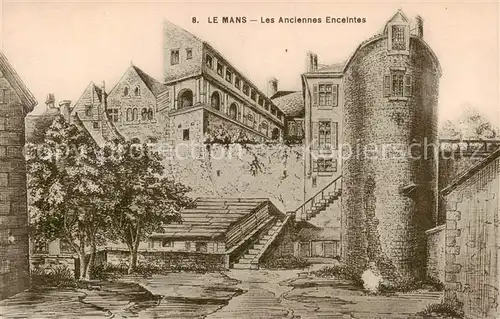 AK / Ansichtskarte Le_Mans_Sarthe Les Anciennes Enceintes Dessin Kuenstlerkarte Le_Mans_Sarthe